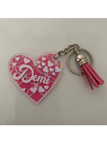 Sleutelhanger hart met naam