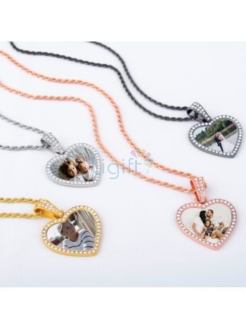 Gepersonaliseerde Hart ketting set | Goud | Rose Goud | Space Grey / Zwart grijs | Zilver